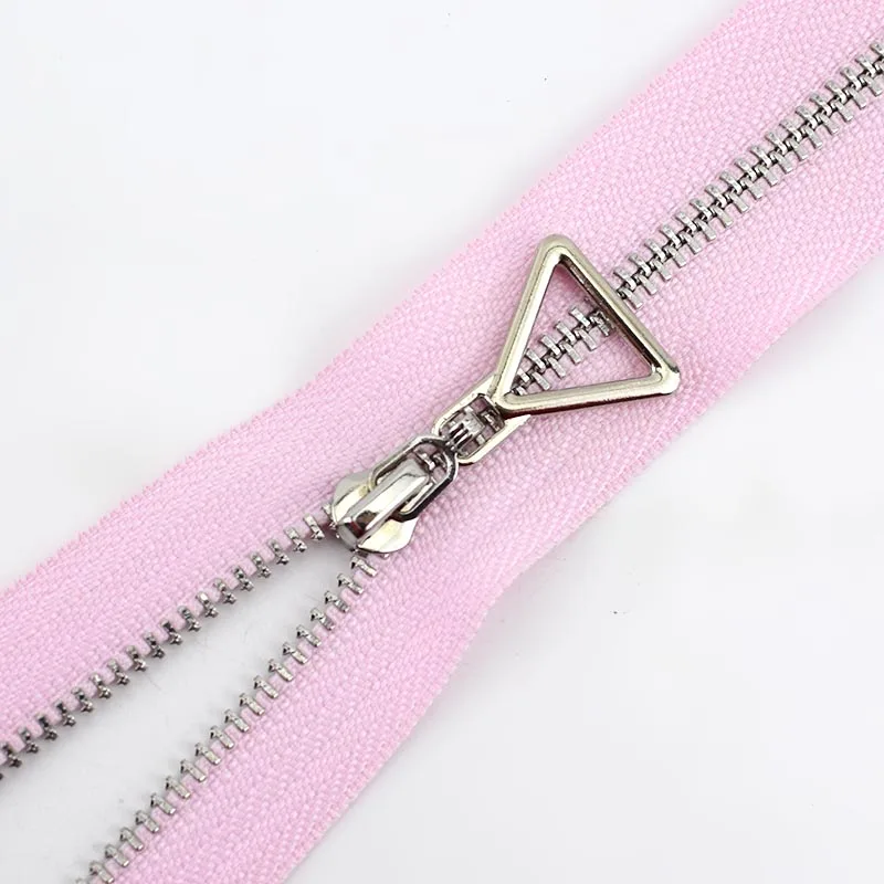 Meetee 2pc 20/30cm Close-End 40-70cm Open-End 3# Metal Zipper DIY Silver Tooth Coat Decoration Zip Garment Sewing Material ZA087 - Цвет: Розовый