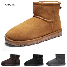 Роскошные зимние ботинки из натуральной кожи женские классические зимние ботинки из замши теплая женская обувь мужские ботинки унисекс больших размеров 36-46