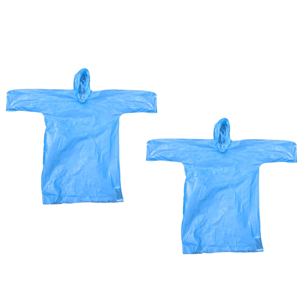 Unisex Disposable Rain Poncho Raincoat Cover Camping Hiking Outdoor Blue