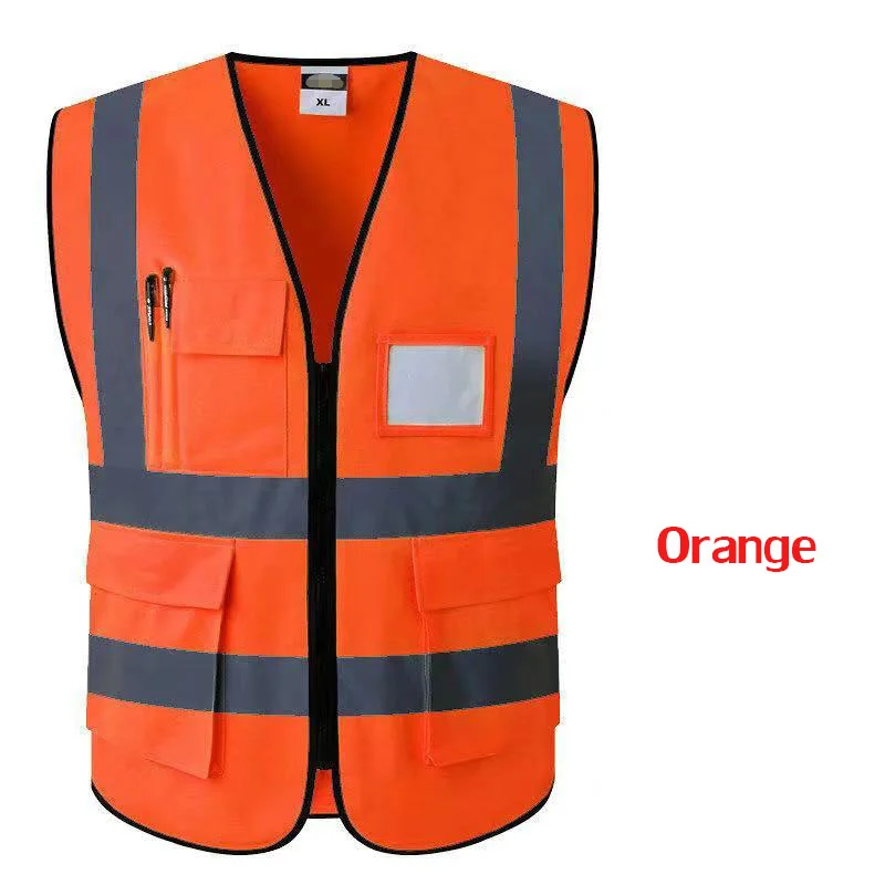 Reflective Safety Vest High Visibility Zipper Front