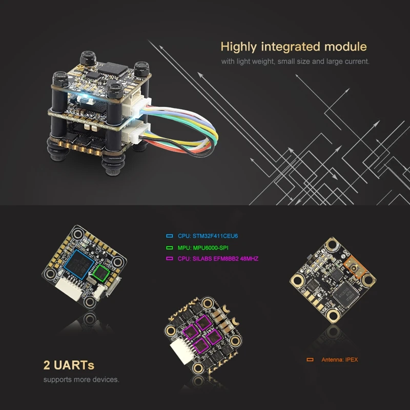 ABKT-HGLTECH FD413-VTX стек 16X16 2-4S F411 Fc 13A BLS 4 в 1 ESC VTX 400 МВт для 60-180 мм FPV четырехосного дрона