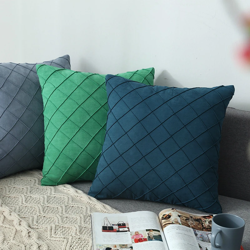 

Modern Simple Nordic Pillow Cover Suede Checker Cushion Cover Decorative Pillows case For Seat Home Decorative Pillow Cover