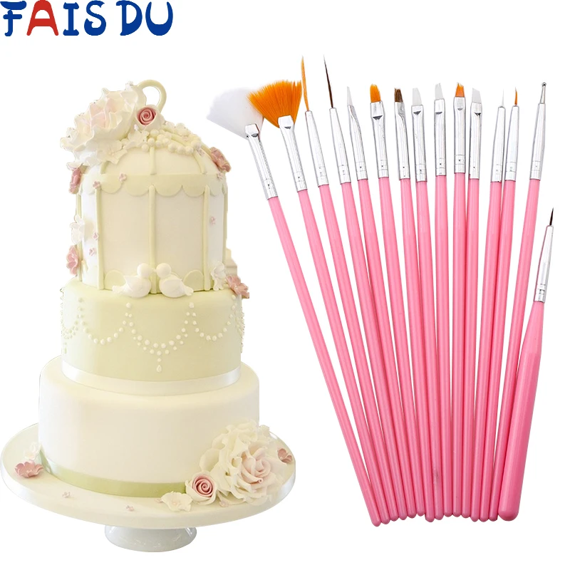 15 шт./компл. Fondant (сахарная) Кисть для смазывания торта своими руками сладких