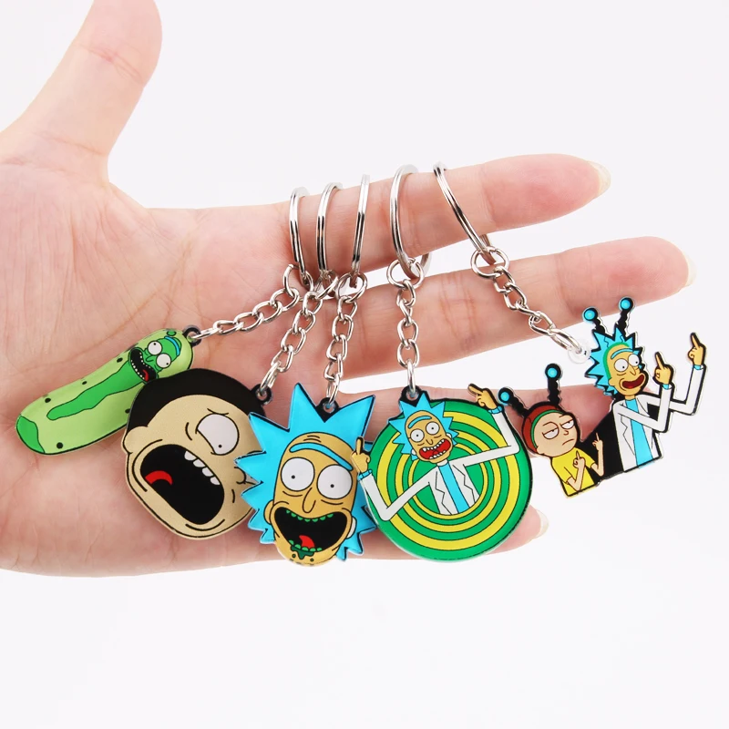 

Sci-Fi Anime Morty Keychain Cartoon Rick Acrylic Car Key Chain Children Boy Girl Bag Pendant Keyring Gifts