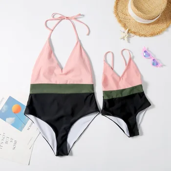 

Beach Mother Daughter Matching Bikini Swimsuits Family Look Mommy and Me Swimwear Clothes Mom Baby Women Girls Bath Suits Dress