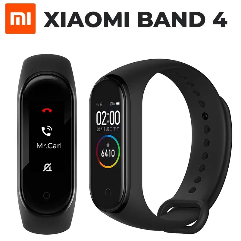 Xiaomi Mi смарт-браслет 4, фитнес-браслет, 135 мА/ч, цветной экран, Bluetooth 5,0, водонепроницаемый