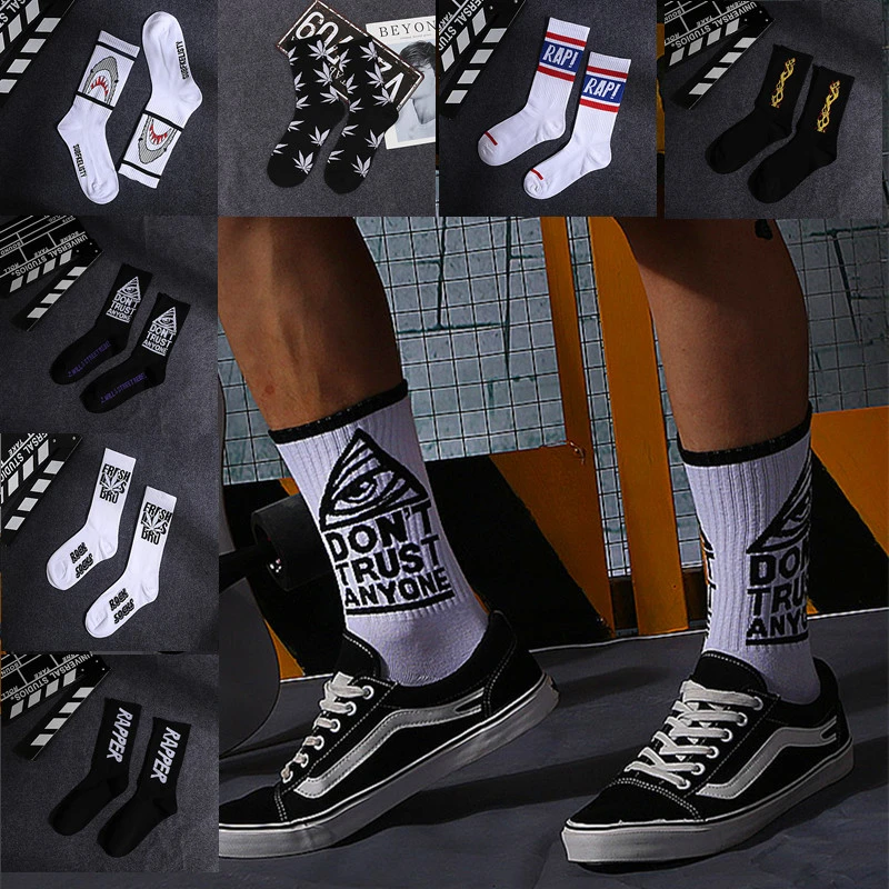 Calcetines estilo Hip Hop para hombre, medias de moda Popular, con blancas y negras, para y otoño, 3 pares|Calcetines de hombres| - AliExpress