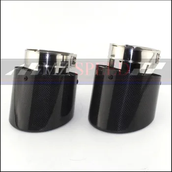 

new 1Pcs long 120mm Glossy carbon fiber+stainless steel Muffler End Pipe exhaust pipe muffler For Universal Carbon Exhaust Tips