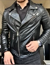 

FAKUNTN Plus size Free shipping.Brand soft sheepskin leather coat for man,men's genuine Leather jacket.fashion slim motor
