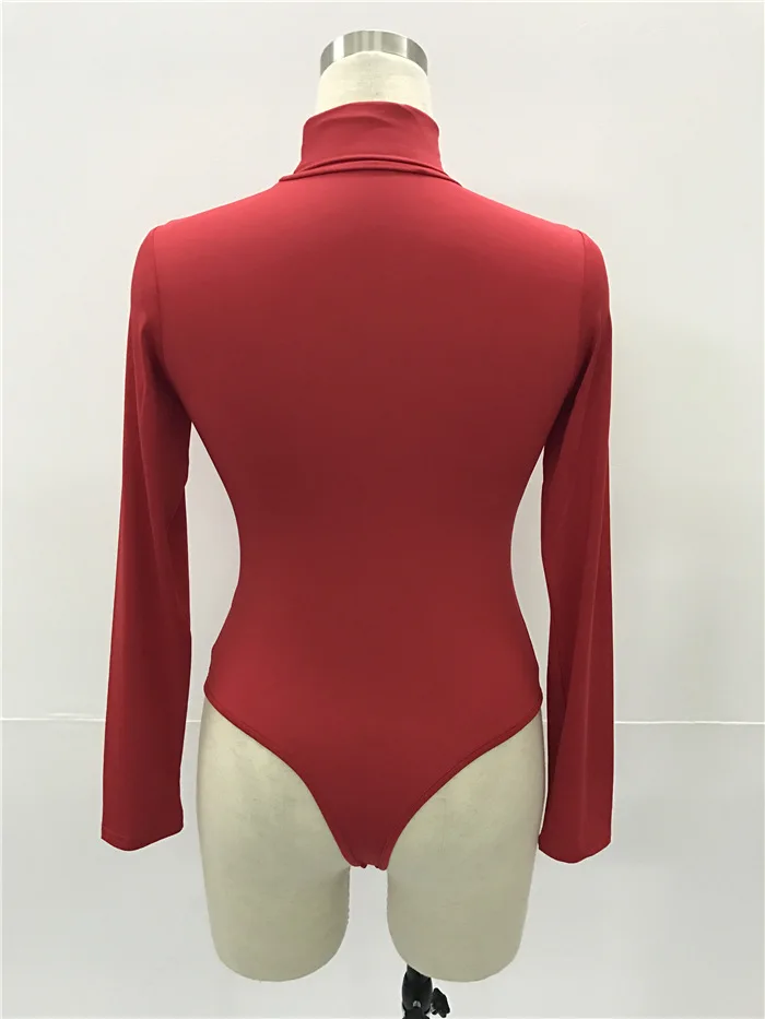 Turtleneck Long Sleeve Women Bodysuits Elastic Slim Elegant Femme Jumpsuits High Waist Autumn Winter Clothing Female 12 Colors