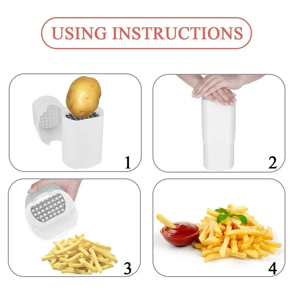 Multifunctional White Cut Slicer French Fry Potato Chip Cutter Kitchen Tool
