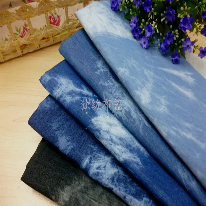 

Bazin Riche Getzner Getzner Tissus Silk Fabric Free Shipping Thin/washed Denim /skirt/df004 Tie-dye Jeans / Shirting Fabrics