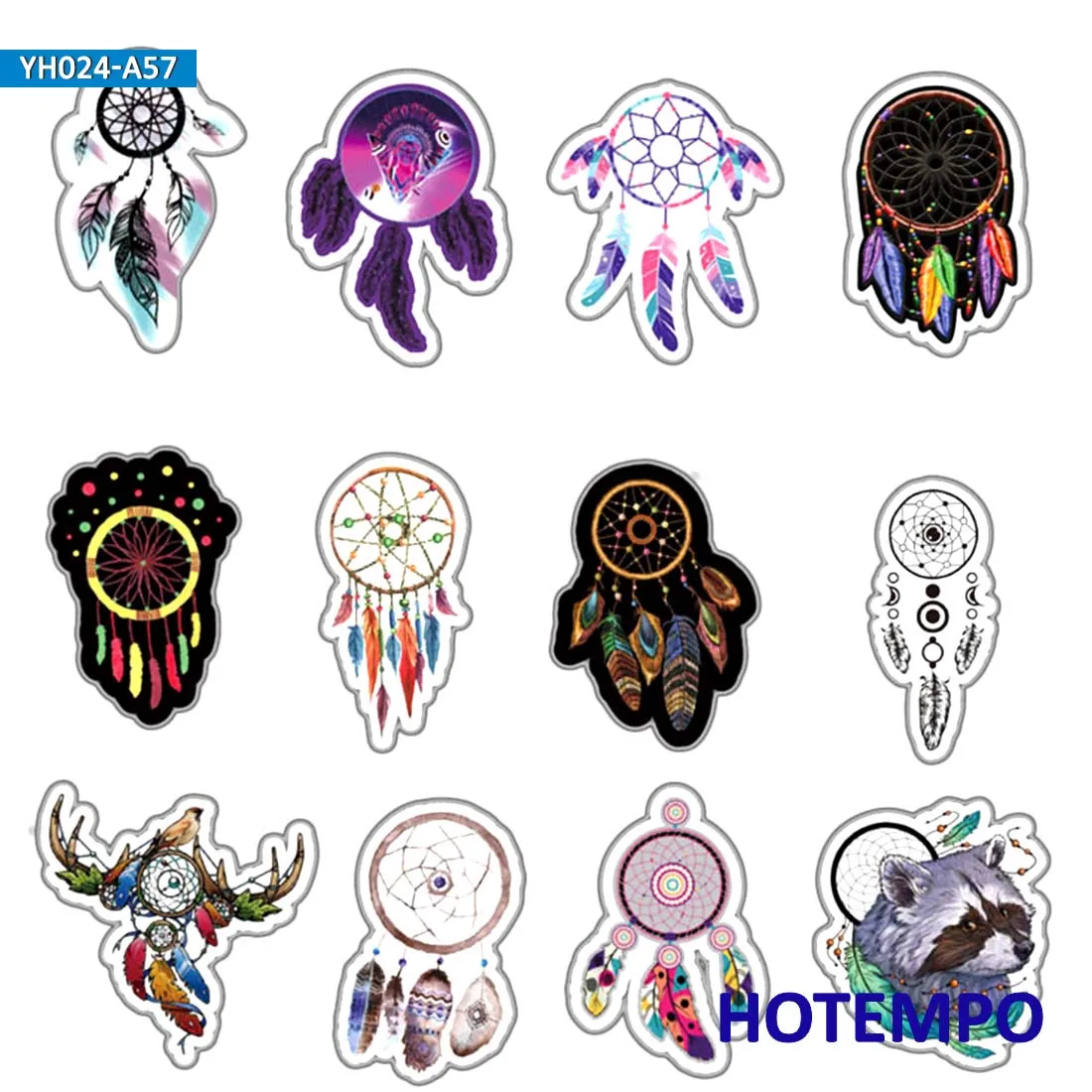 57pcs Dreamcatcher Traditionally Native American Culture Cute Stickers for Children Kids Mobile Phone Laptop Skateboard Stickers