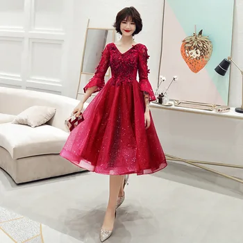 

applique Style Evening Dresses Bride Banquet Elegant Party Dress V-neck Shoulderless Formal Dress For Pregnant Woman ZL636