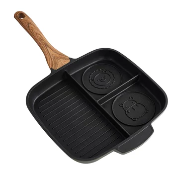

Frying Pan Breakfast Pot Ergonomic Design Griddle Home Kitchen Dining Anti Scalding 3 Section Cooking Tool Easy Clean Non Stick