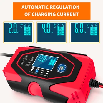 

Battery Tester 12/24V Automatic Digital Car Battery Charger Touch Screen LCD Screen Pulse Repair Charger AGM Wet Dry Lead Acid