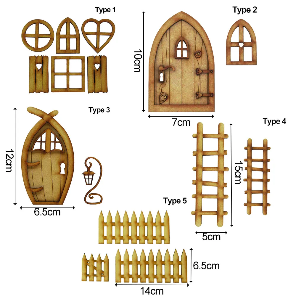 Wooden Miniature Fairy Elf Door DIY Painting Vintage Decor Dollhouse Garden Craft Accessories Micro Landscape Gift-miniature house kit miniature ornament miniature scenery material miniature figurines glass fruit pendants ornament crafts