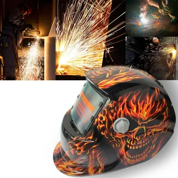 

2018 New Pro Solar Welder Mask Auto-Darkening Welding Helmet Fiery red Skull