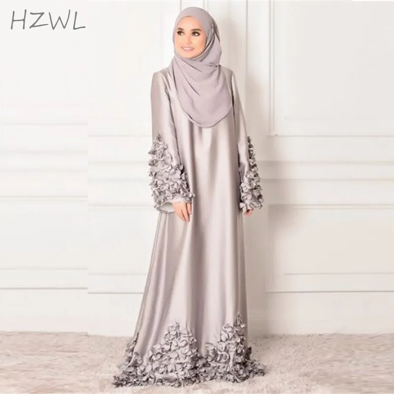 

2021 Spring Summer Arabic Robe Jewel Long Sleeves A Line Prom Dresses 3D Appliques Floor Length Dubai Evening Gowns Custom Made