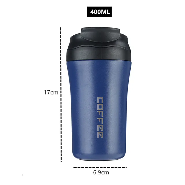 Double-Layer Glass Thermos Cup, for Middle-Aged and Elderly People Vacuum  Flask, Insulated Tea Cup with Handle 400ML (Color : Blue)