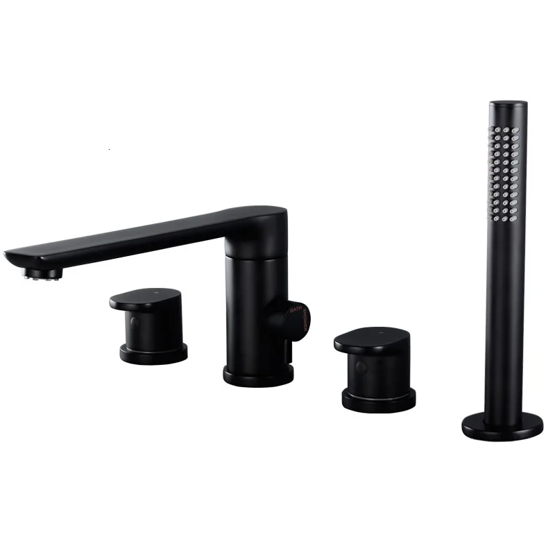 Four piece faucet Полностью медная Ванна, кран для горячей и холодной воды, три или четыре бумажных костюма, может вращаться в раме, водопроводный кран Yg1005 - Цвет: Four piece faucet