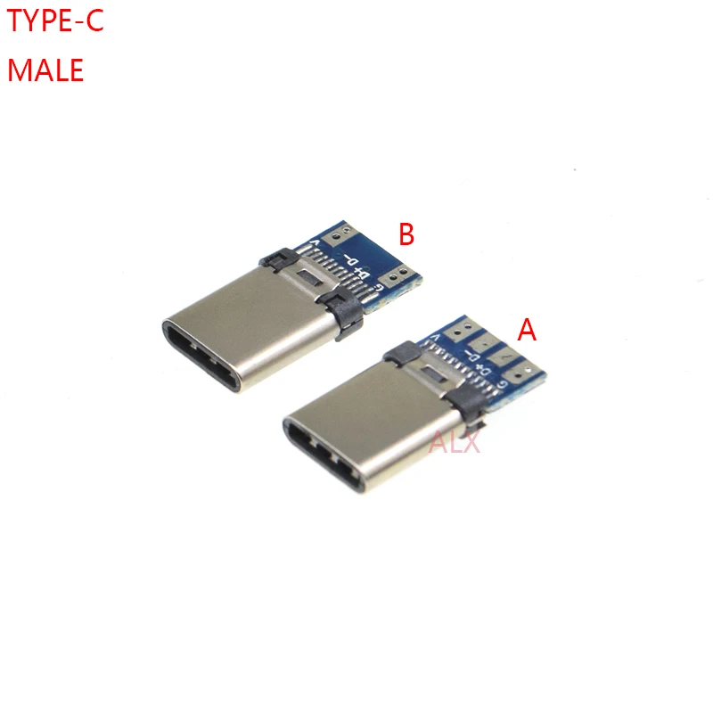 10PCS USB 3.1 TYPE-C MALE CONNECTOR test board 24PIN male Plug to solder wire &amp cable Adapter For Mobile Phone fast Charging |