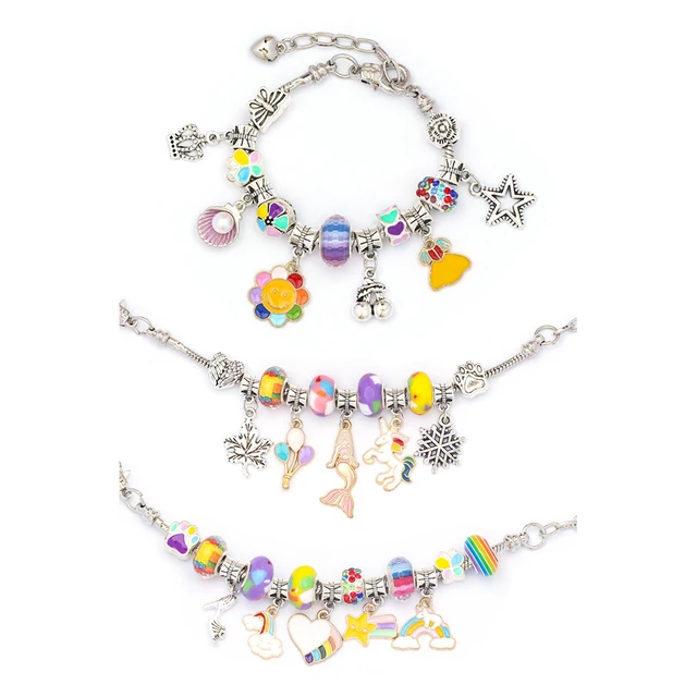 DIY Handmade Beaded Toy Kid Christmas Gift Box Creative Alloy Inlaid Gemstone Pendant Craft Making Bracelet Necklace Jewelry Kit 6