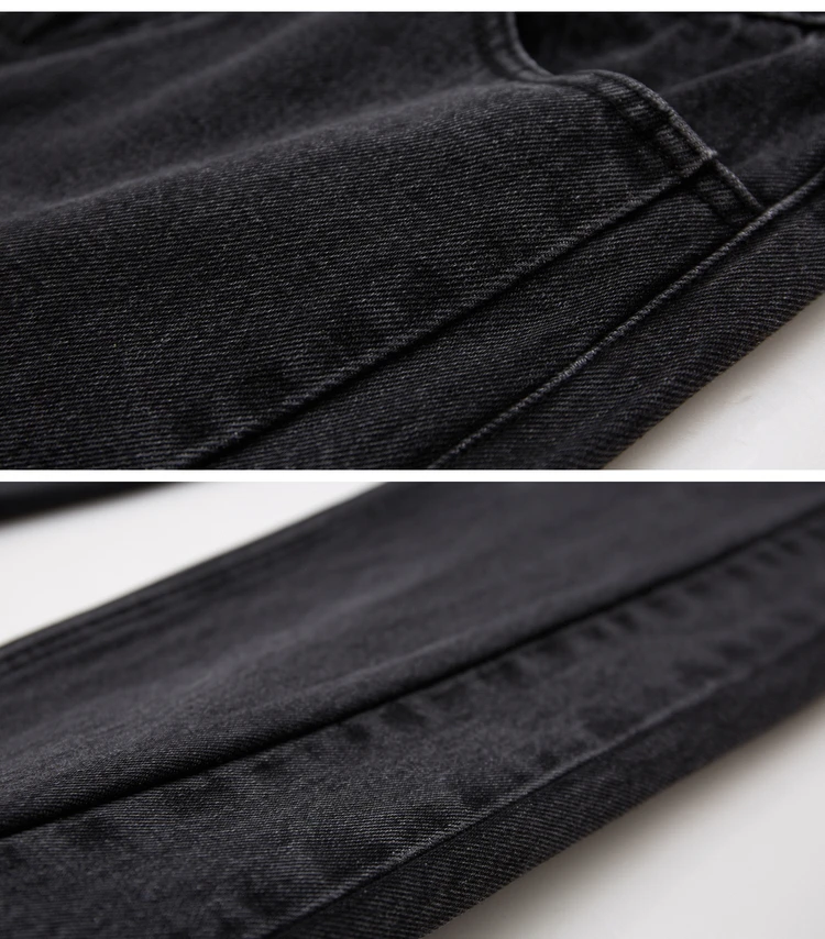 AMII Minimalism Summer Autumn Fashion Women Jeans Causal Cotton Black High Waist Straight Ankel-length Female Jeans 12040026
