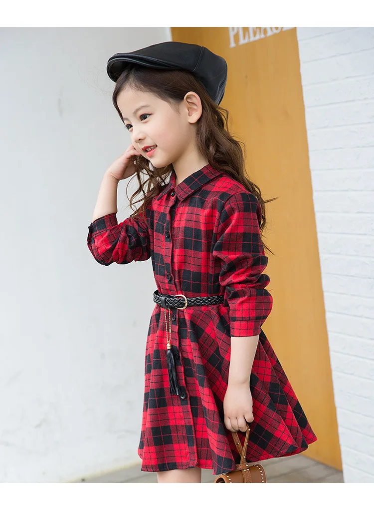Teen Casual Girl Dresses  Fashion Plaid Letter Kids Long Sleeve Clothes Spring Autumn Children Dress For Girls 3 to 13 Years (5)