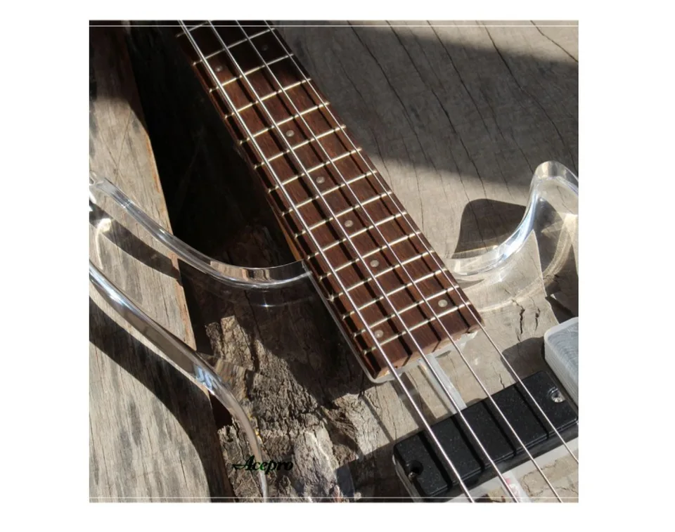 在庫あり 4弦LEDライトアクリルエレキベースギター カラフルカラーLED