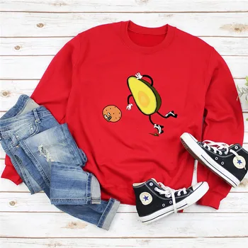 

Autumn Funny Avocado Print Women Hoodie Long Sleeve Pullover Pink Sweatshirt O-NECK Women Clothes Harajuku Hoodies Casual Tops