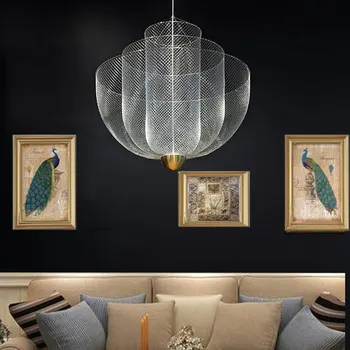 

Hot Rose Gold Chandelier Restaurant Bar Kitchen island Hanging Meshmatics Chandelier Net Designer chrome chandelier lighting