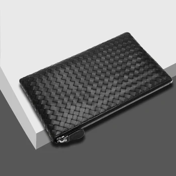 

100% Sheepskin Genuine Leather Men's Clutch Bag Luxury Brand Men Purses Handbags Simple Envelope Bag Large Capacity Shoulder Bag