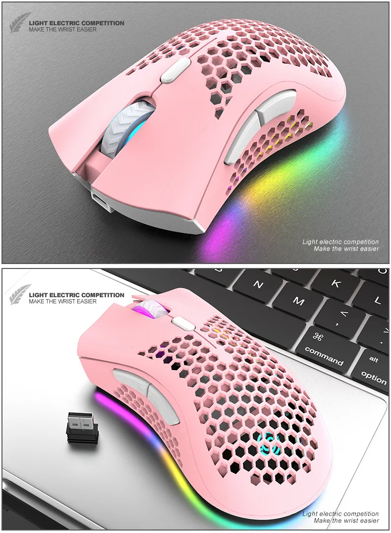 2022 Rechargeable USB 2.4G Wireless RGB Light Honeycomb Gaming Mouse Desktop PC Computers Notebook Laptop Mice Mause Gamer Cute best pc gaming mouse