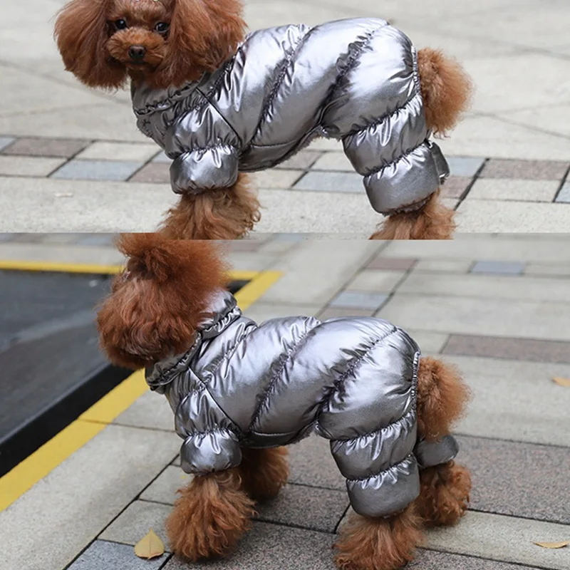 Pet зимняя Водонепроницаемый ппартияная куртка на пуху, для собак 4 брюки с широкими штанинами; пальто на пуговицах в холодную погоду костюм