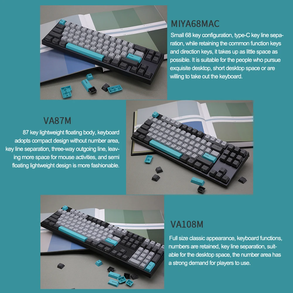 US $150.00 Varmilo Moonlight Wired Mechanical Keyboard VA87M MIYA68MAC VA108M White Backlight Cherry MX Switch Gaming Customize