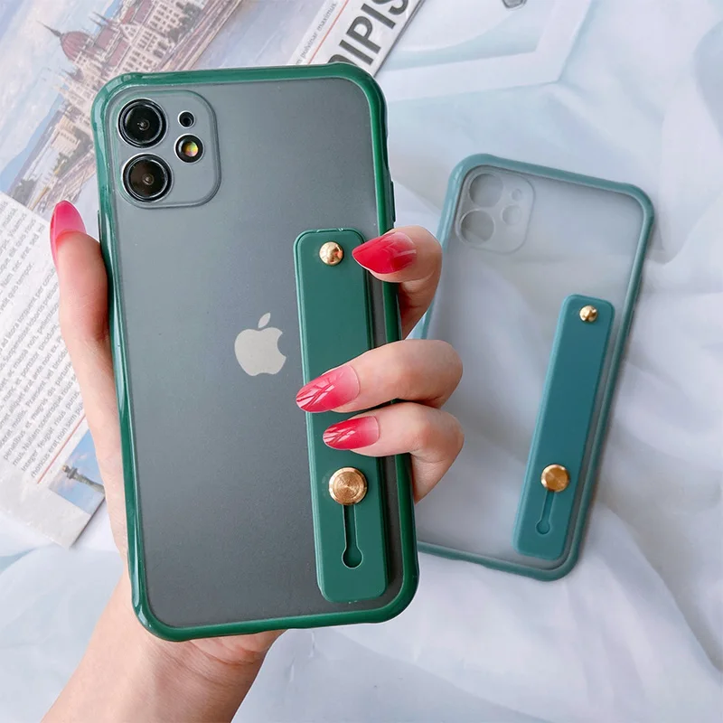 Matte Case with Wrist Strap Ring Holder For iPhone 11 Pro Max 11Pro XS X XR 7 8 Plus SE 2020 6 6S Clear Phone Cover Accessories | Мобильные