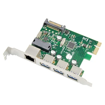 

PCI-E Three-Port Super High Speed VL805 USB 3.0 + Gigabit Ethernet LAN Card for PC