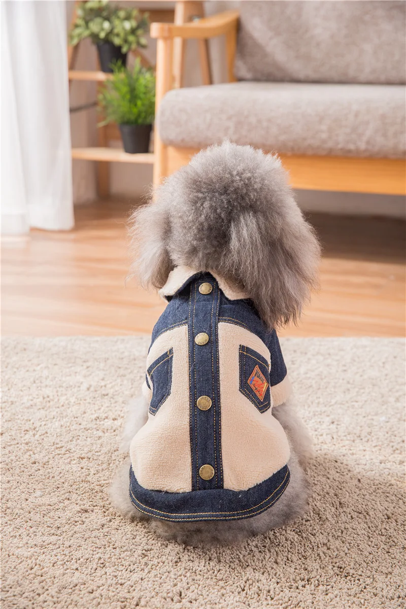 Hipidog Прямая поставка одежда для домашних животных очень теплый мягкий хлопок флисовые куртки для собак джинсы деним
