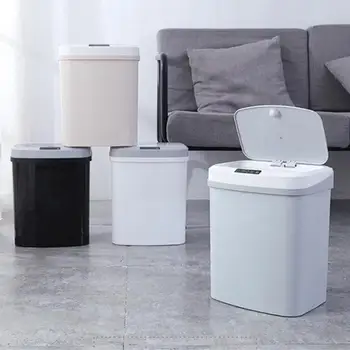 

Electric Smart Trash Can USB Charged Kick Barrel Induction for Home Kitchen Square Large Capacity Infrared Motion Sensor House
