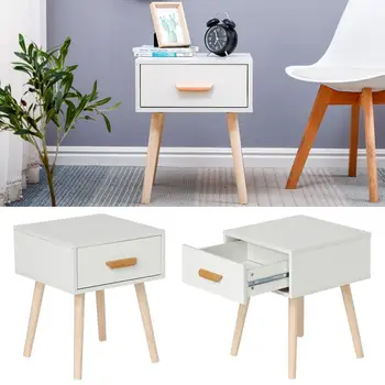 

40X40X50CM Nordic Minimalist Bedside Table Riveted Slide Rails White Mini Bedside Table Modern Minimalist Locker Storage Box HWC
