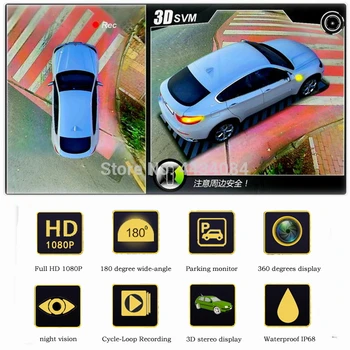 

Ouchuangbo 3D 960P 360 car camera degree birdview Parking System Auto Car Camera with DVR night vision Super wide angle