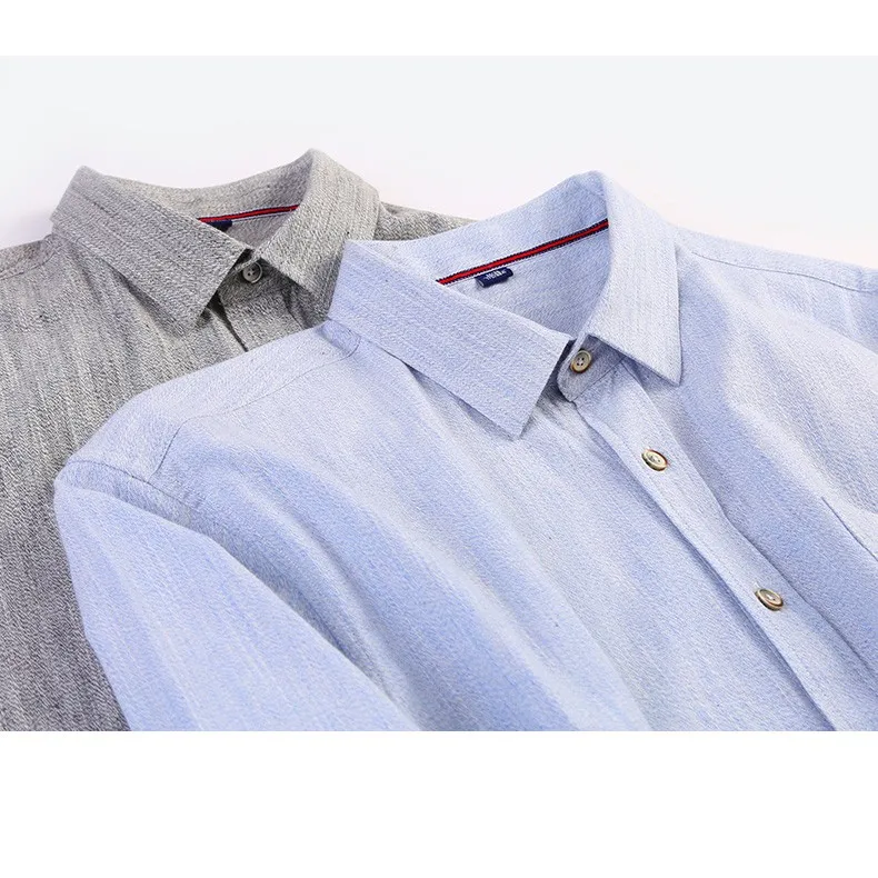 Осенняя мужская рубашка с длинными рукавами и пуговицами, белая приталенная рубашка с отложным воротником, однотонная Повседневная