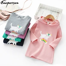 Осеннее платье для девочек Новинка года, детская длинная рубашка в Корейском стиле, платье иностранный стиль, Повседневное платье для малышей одежда с капюшоном, Платье Прямая поставка