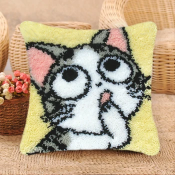 

Smyrna Knooppakket Klink Haak Kleed Bloemen Cartoon Cat Animals Do It Yourself Latch Hook Pillow Borduurpakket Kussen Embroidery