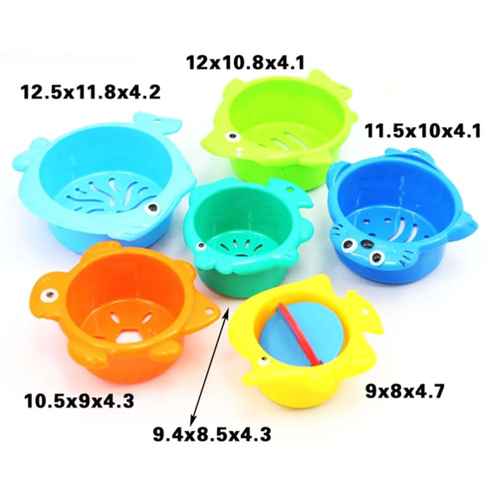 6 Pcs Bath Toys Set Baby Stack Cups Beach Pool Bathroom Shower Float Water Building Toys