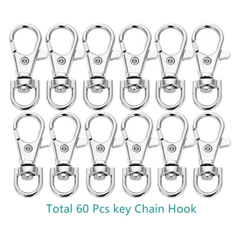 120 Pieces Swivel Clasps Bright Key Rings Metal Lanyard Snap Hooks Metal Lobster Claw Bright Hooks for Keychain Crafting