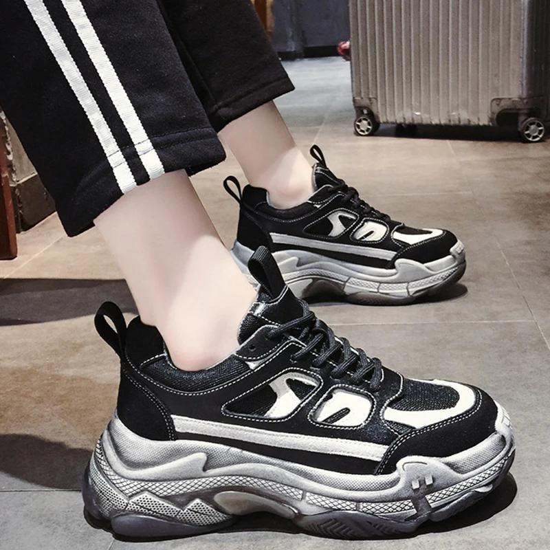 DORATASIA New INS Hot Ladies Fashion Dirty Style Sneakers Women Fashion Dad Shoes Woman mixed-color Platform Sneakers Female