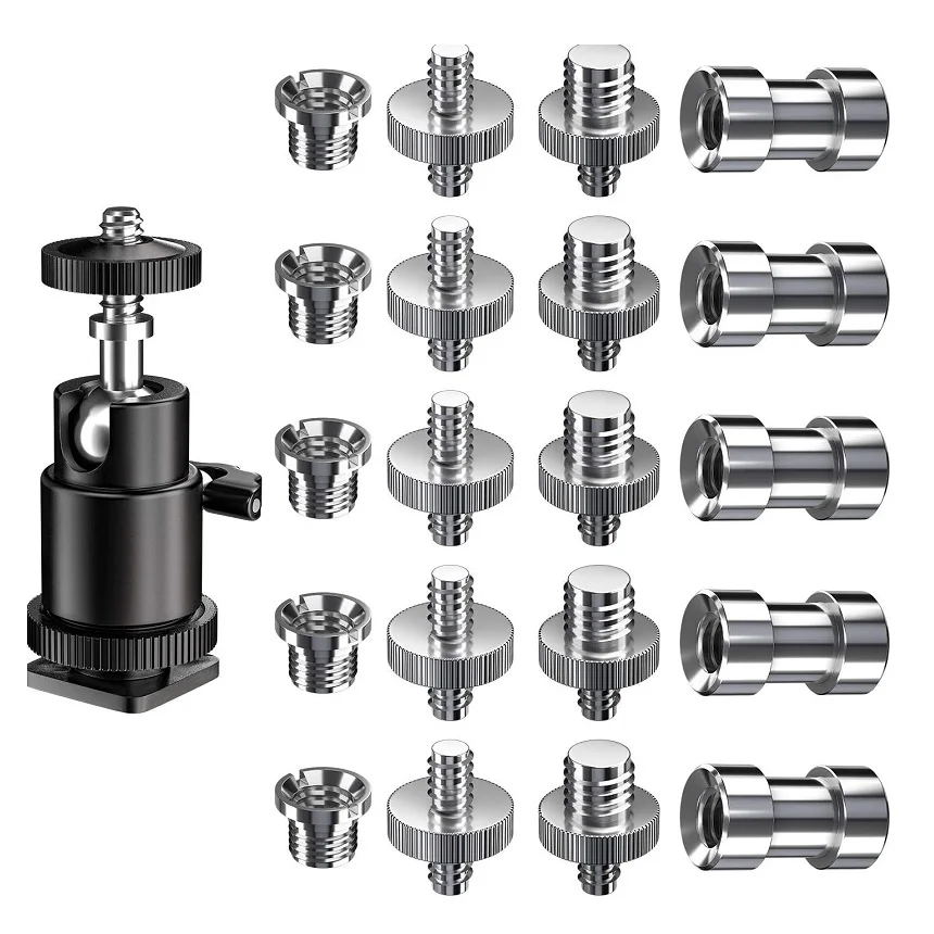

Camera Screw 1/4" and 3/8â€˜â€™ Converter Threaded Screws 1/4" Hot Shoe Adapter Mount Camera Ball Head Set for Camera Tripod Light