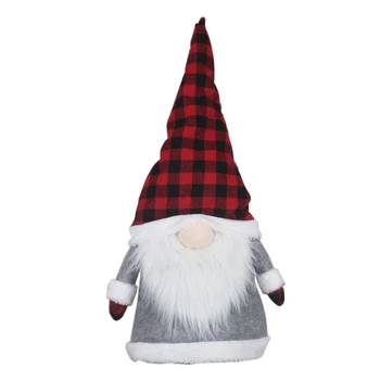 

Christmas Tree Topper Plaid Hat Swedish Tomte Gnome Santa Ornament Home Holiday